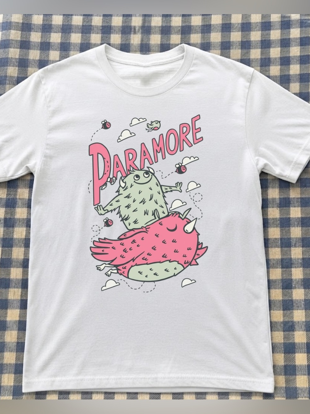 White Paramore T-Shirt, Pink & Mint Classic Monster Graphic Tee